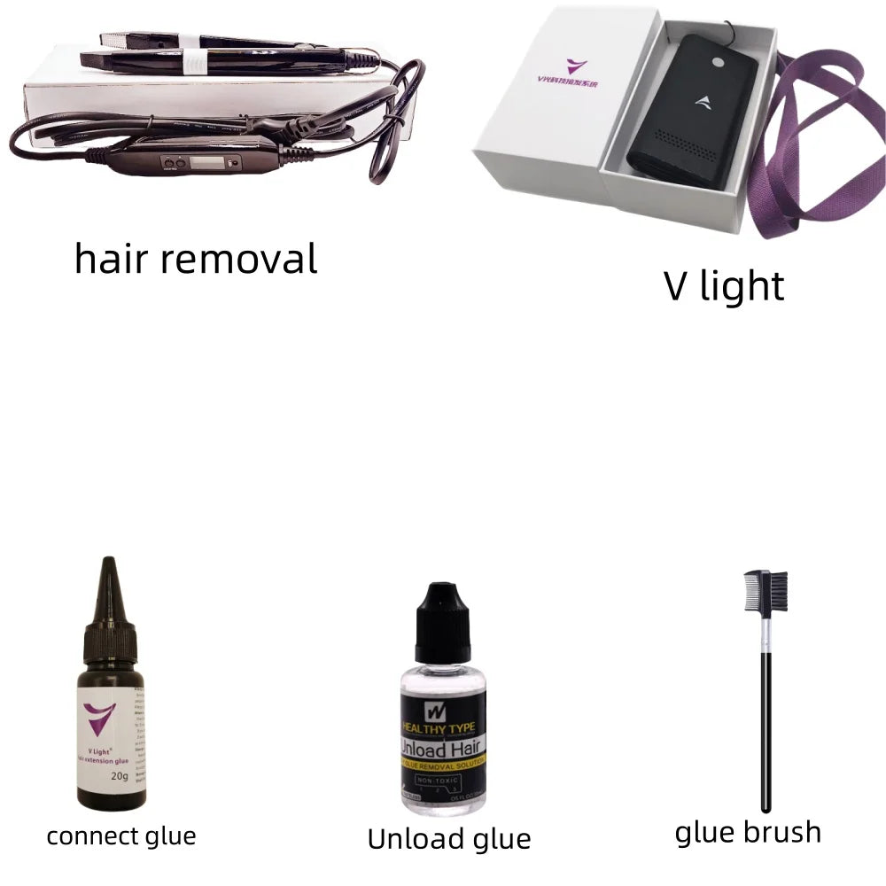 New Hair Extension Tools V-Light Technology Hair Extension Set Wig